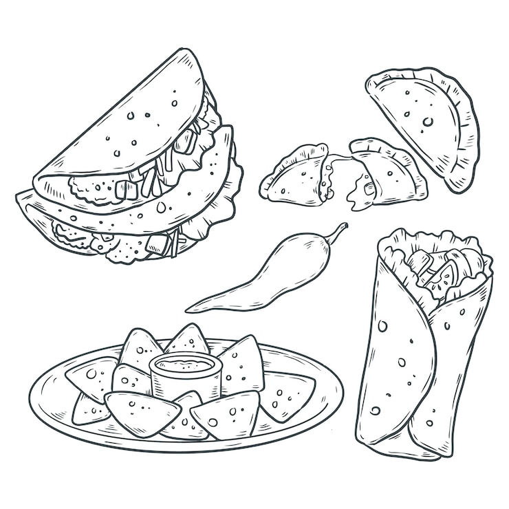 Free Vector hand drawn mexican food drawing illustration