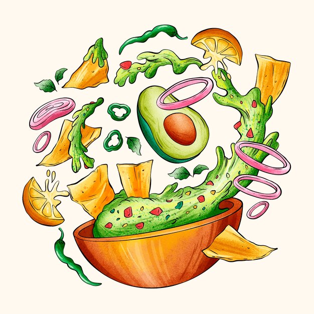 Hand drawn mexican food illustration