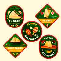 Free vector hand drawn mexican food restaurant labels