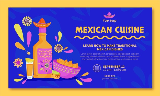 Hand drawn mexican food restaurant webinar template