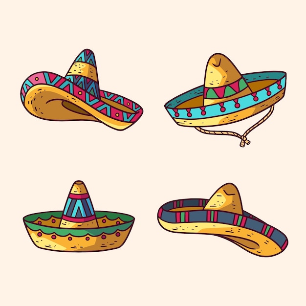 Hand drawn mexican hat cartoon illustration