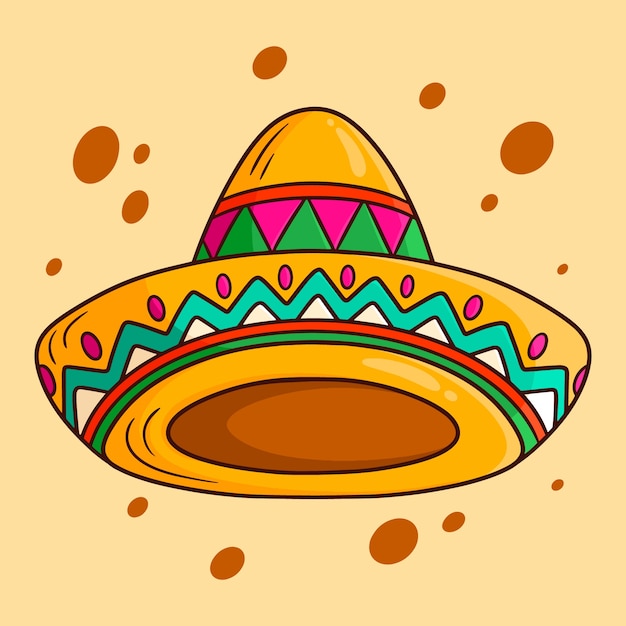 Hand drawn mexican hat cartoon illustration