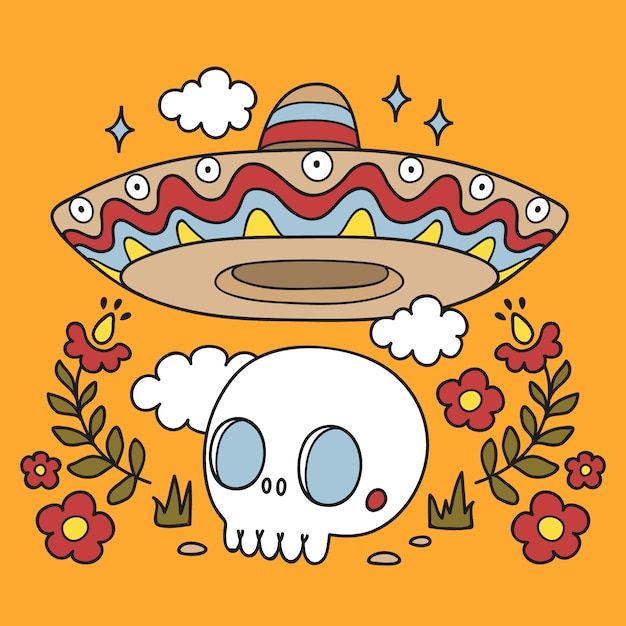 Free vector hand drawn mexican hat cartoon illustration