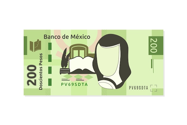 Нарисованная рукой иллюстрация мексиканского песо