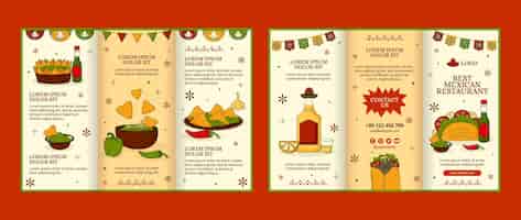 Free vector hand drawn mexican restaurant brochure