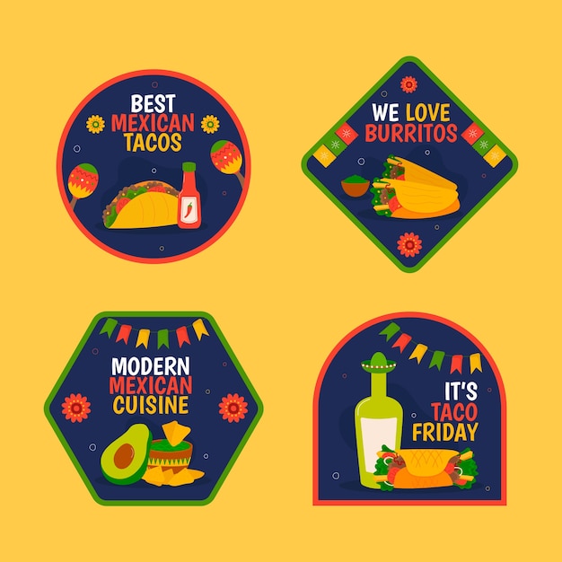 Hand drawn mexican restaurant labels