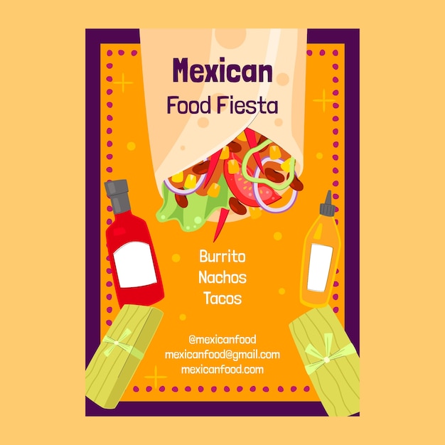 Hand drawn mexican restaurant poster