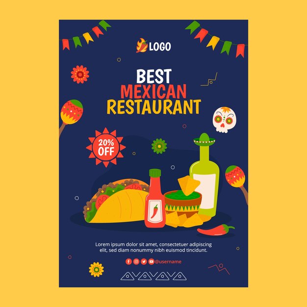 手描きのメキシコ料理レストランのポスター