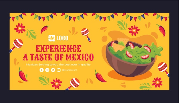 Free vector hand drawn mexican restaurant sale banner