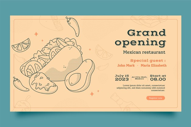 Hand drawn mexican restaurant webinar template