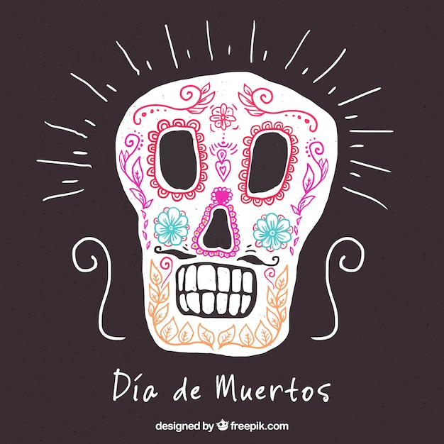 Hand drawn mexican skull background