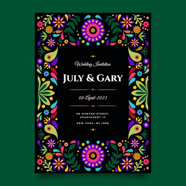 Free vector hand drawn mexican wedding invitation