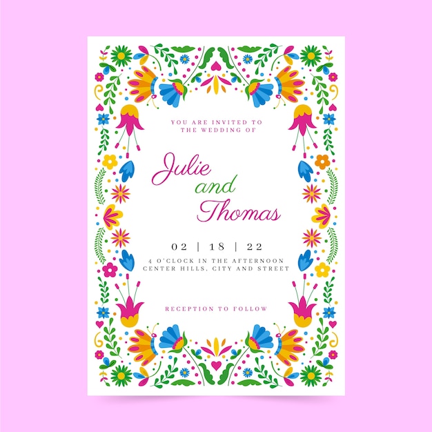 Hand drawn mexican wedding invitation