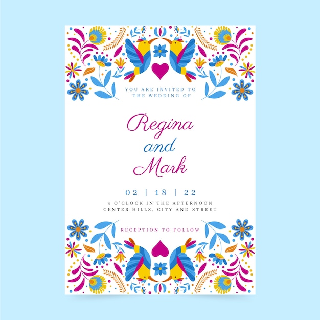 Hand drawn mexican wedding invitation