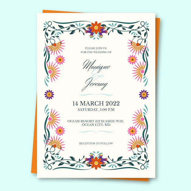 Hand drawn mexican wedding invitation