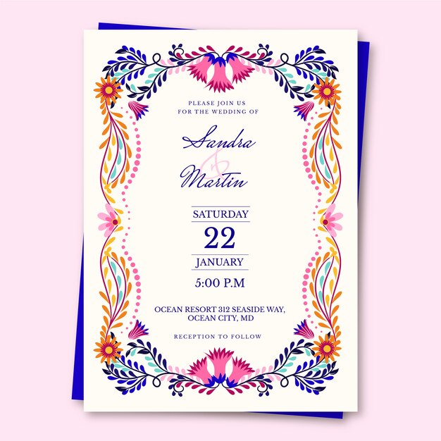 hand drawn mexican wedding invitation