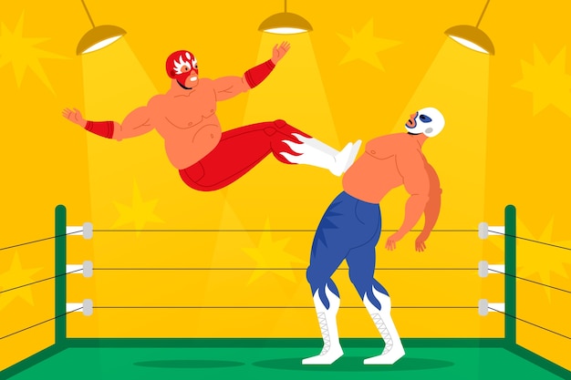 Hand Drawn Mexican Wrestler Illustration – Vector Templates