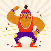 Free vector hand drawn mexican wrestler illustration