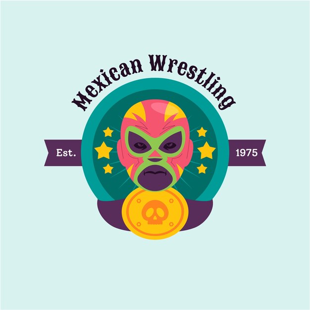 Hand drawn mexican wrestler logo design