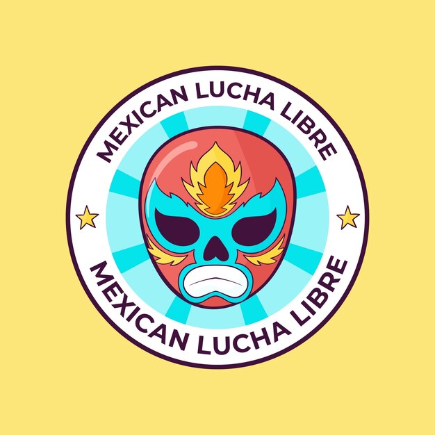 Hand drawn mexican wrestler logo design