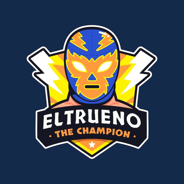 Hand drawn mexican wrestler logo design