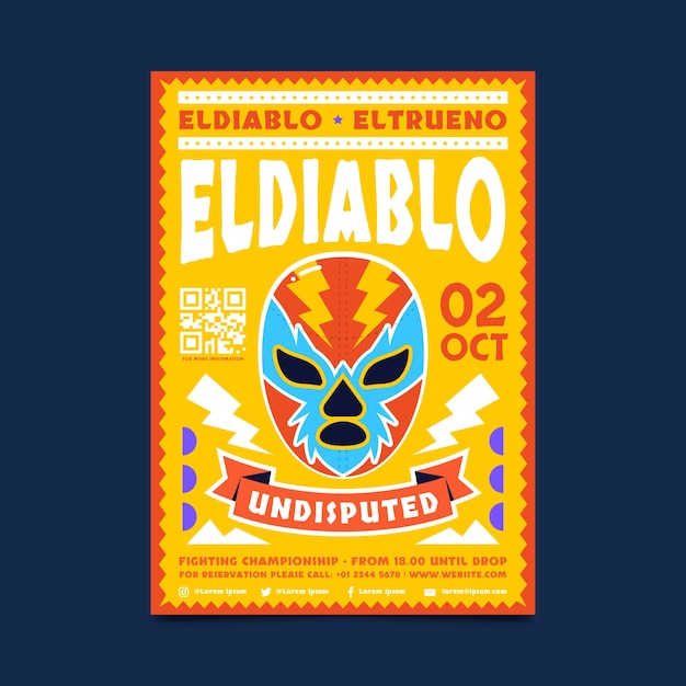 Hand drawn mexican wrestler poster design