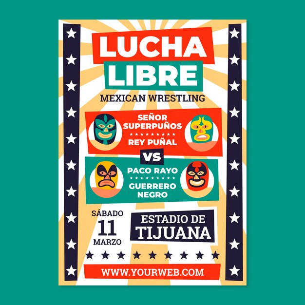 Hand drawn mexican wrestler poster