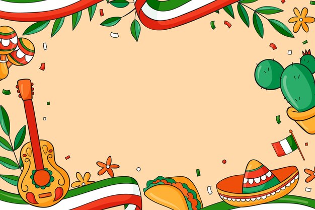 Hand drawn mexico independence background