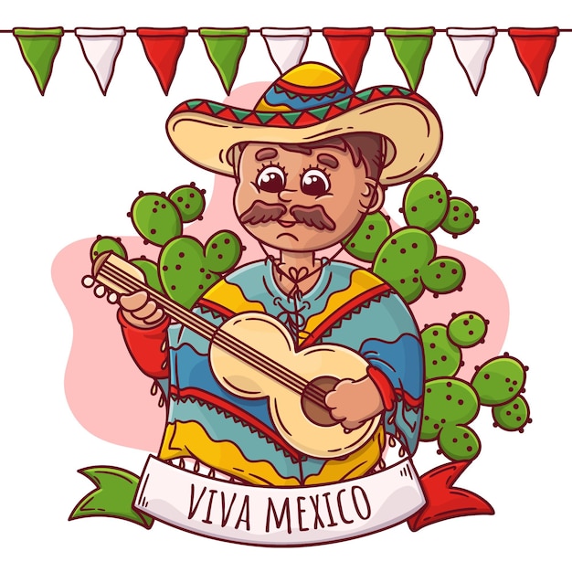 Free Vector hand-drawn mexico independence day theme
