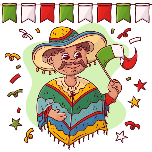 Free vector hand-drawn mexico independence day