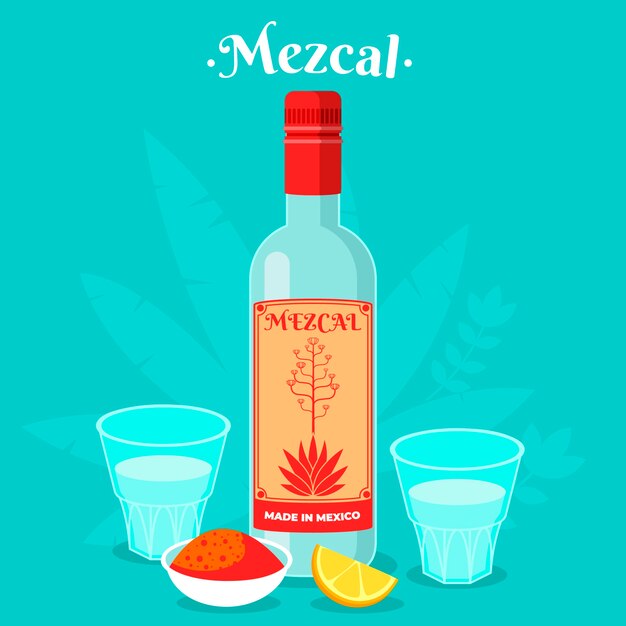 Hand drawn mezcal illustration