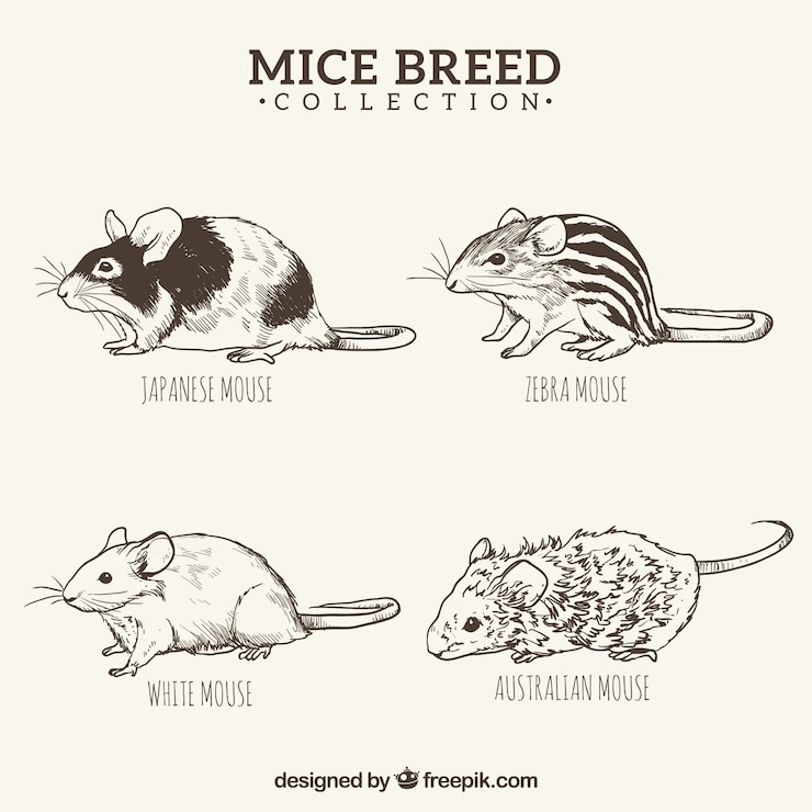 Free Vector hand drawn mice breed set