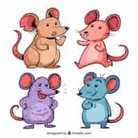 Free vector hand drawn mice collection