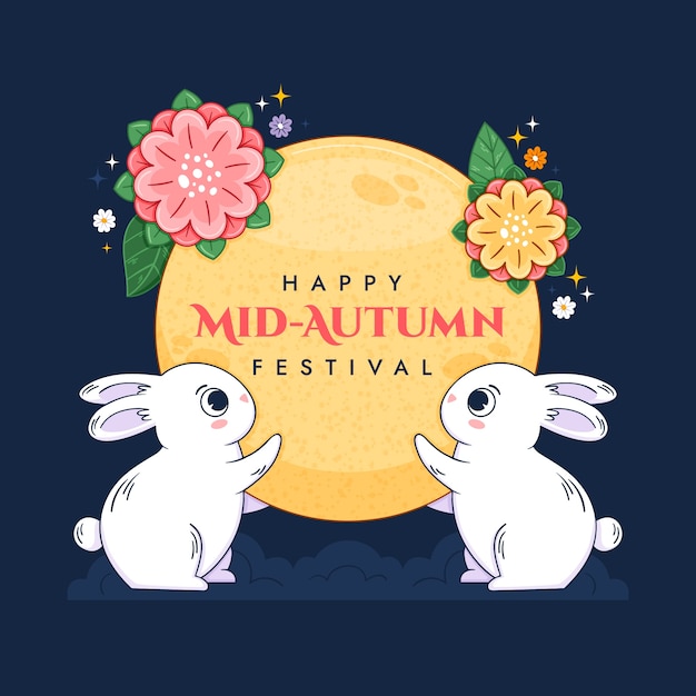 Hand drawn mid autumn festival illustration