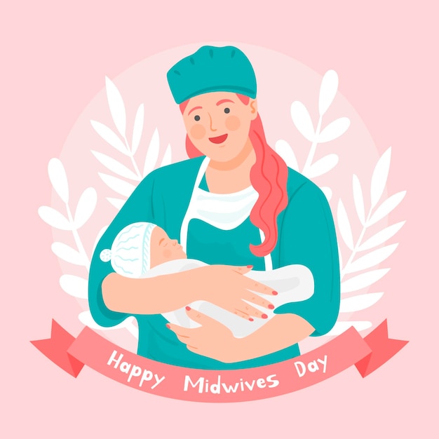 Free vector hand drawn midwives day illustration