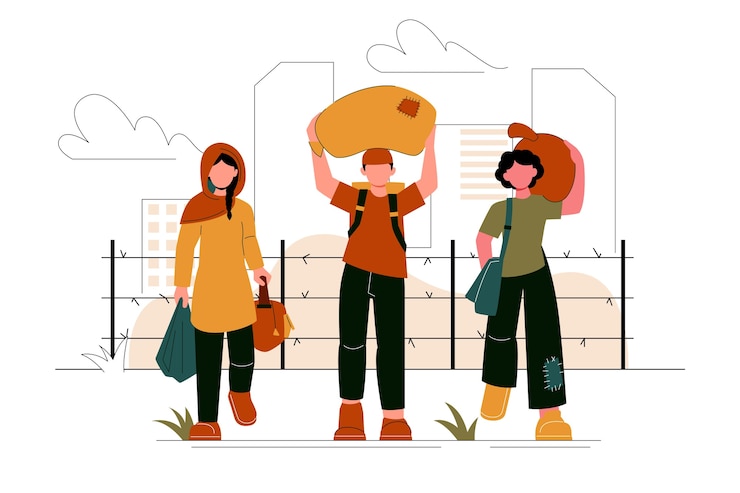 Free Vector hand drawn migration crisis illustration