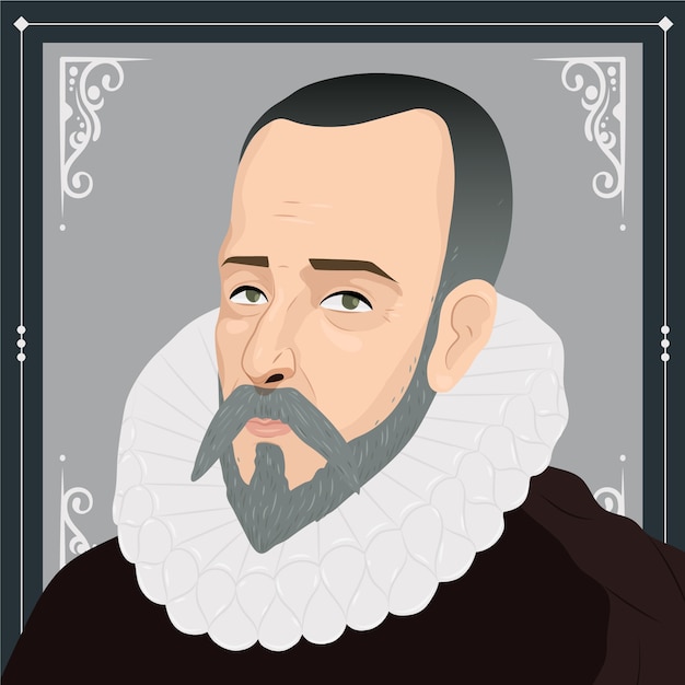 Free vector hand drawn miguel de cervantes illustration