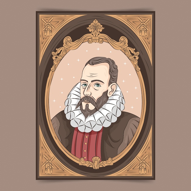 Hand drawn miguel de cervantes illustration