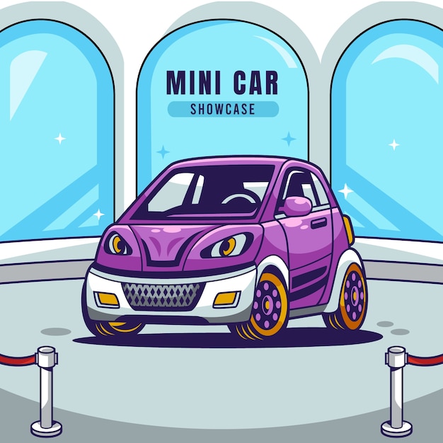 Vettore gratuito illustrazione di mini auto disegnata a mano