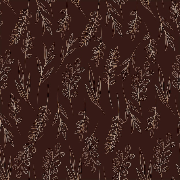 Free vector hand drawn minimal gold floral seamless pattern