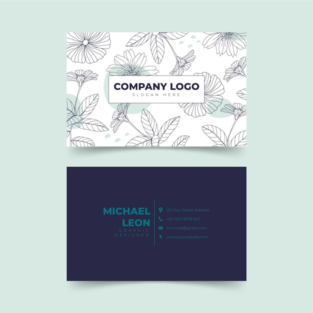 Free vector hand drawn minimal horizontal business card template