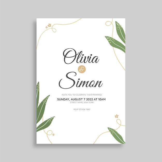 Free vector hand drawn minimal wedding invitation template