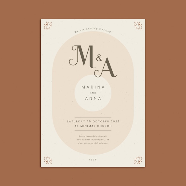 Free vector hand drawn minimal wedding invitation template