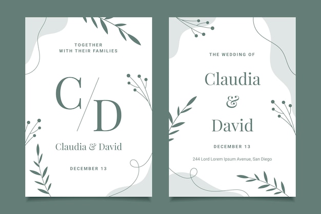 Free vector hand drawn minimal wedding invitation template