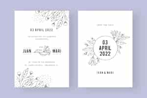 Free vector hand drawn minimal wedding invitation template