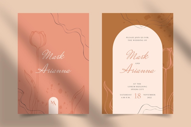 Free vector hand drawn minimal wedding invitation template