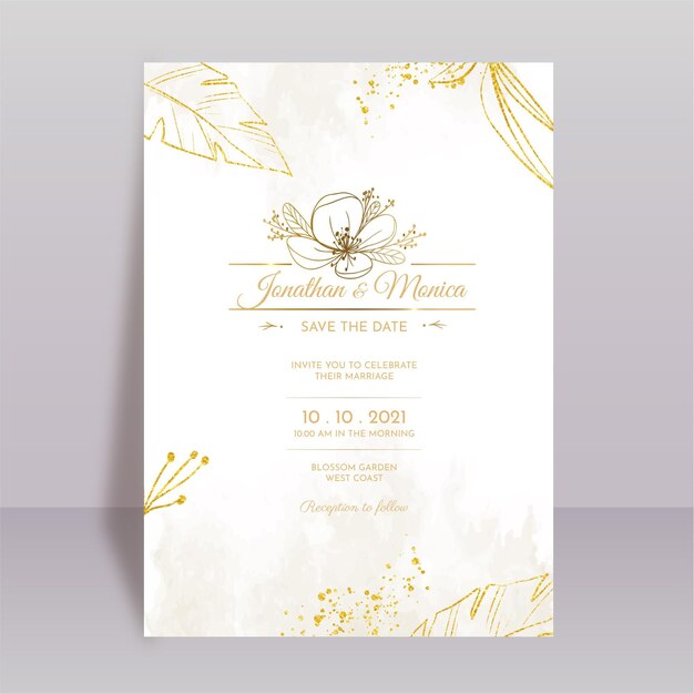 Hand drawn minimal wedding invitation template