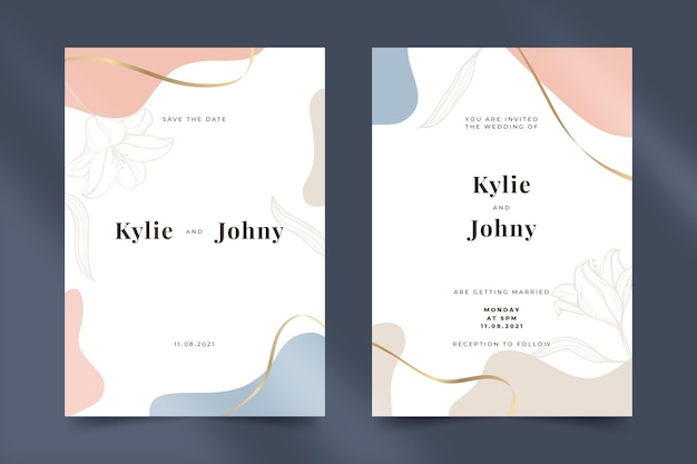 Hand drawn minimal wedding invitation template