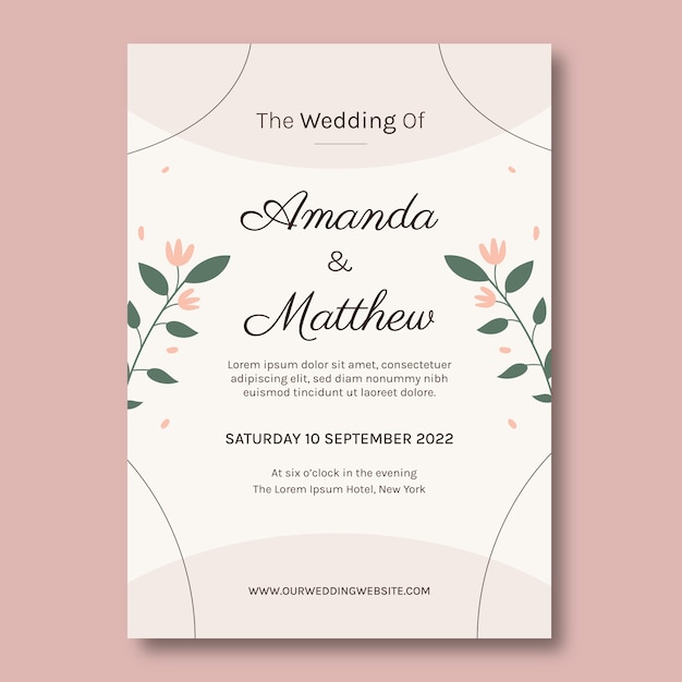 Free vector hand drawn minimal wedding template design