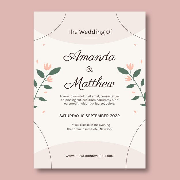 Hand drawn minimal wedding template design